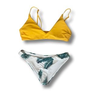 ZAFUL yellow and tropical print bikini (M)